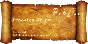 Popovics Örs névjegykártya